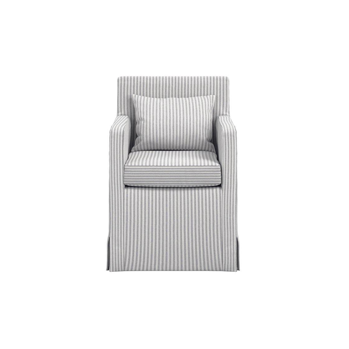 Hettie Grey Thin Stripe Dining Chair with Arms